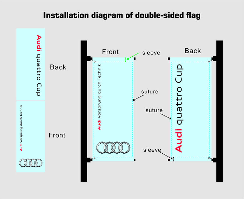 Street light pole double sided banner UV and SCREEN PRINTED with brackets and pole